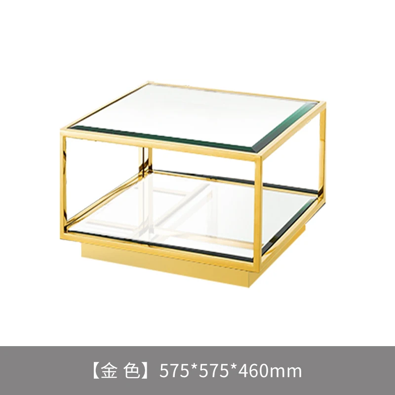 Чайный столик из итальянского закаленного стекла, легкая роскошь, простая современная квадратная комбинация, высококачественная нержавеющая сталь