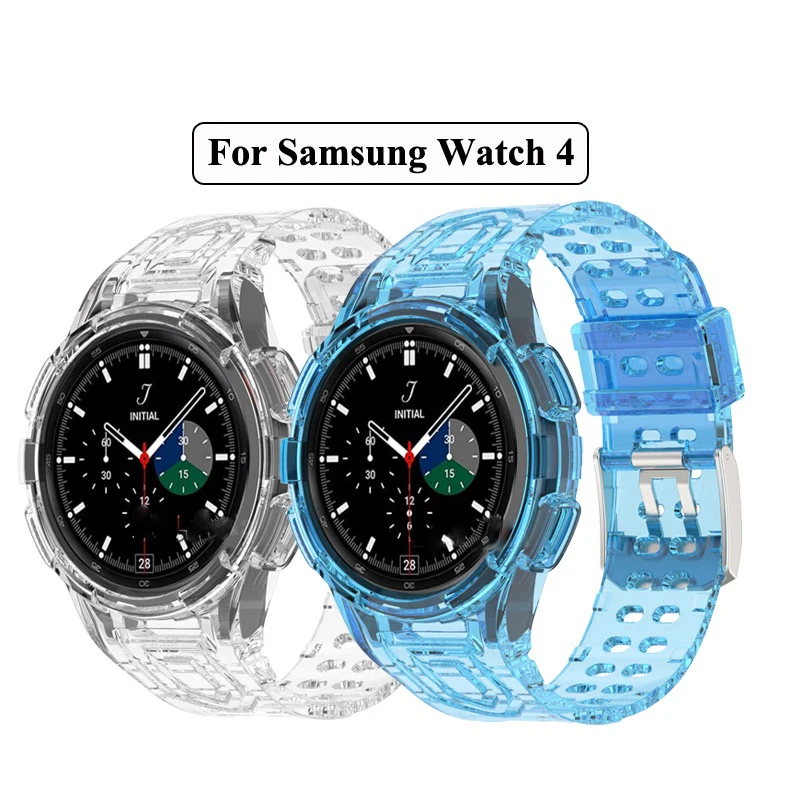 Чехол + ремешок для Samsung Watch 4 Classic 46 мм Smartwatch Ridge 20 мм Прозрачный браслет Glacier Galaxy Watch 4 44 мм 40 мм Ремешок